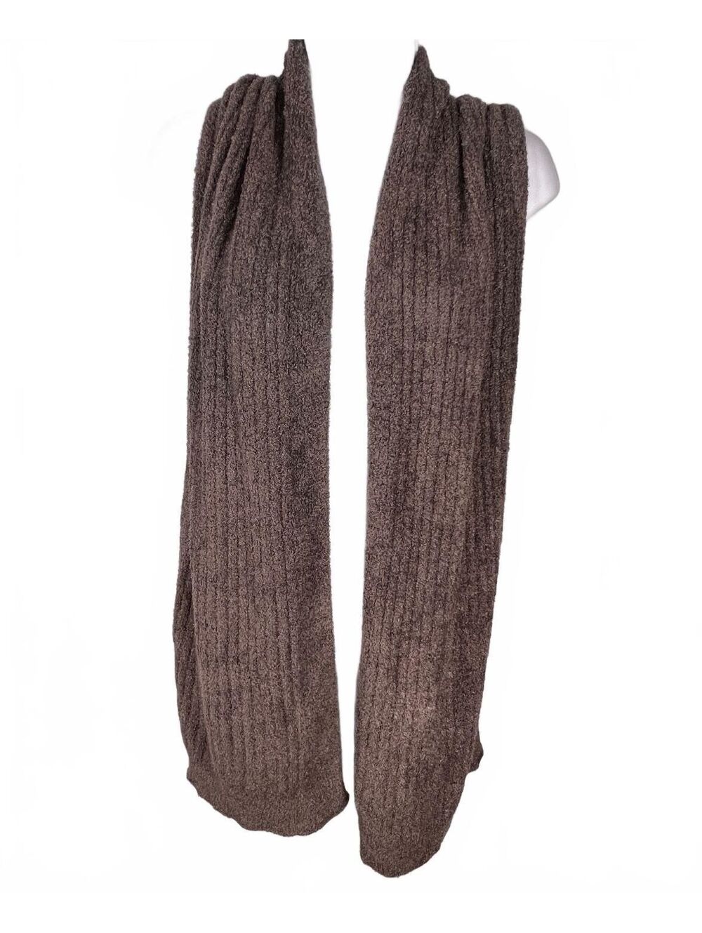 Barefoot Dreams CozyChic Lite Ribbed Scarf Taupe Brown Aesthetic | Minimalist - Picture 2 of 5